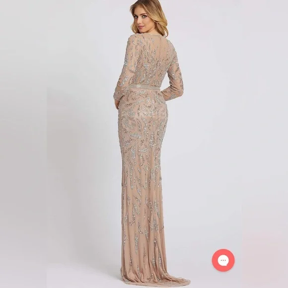 Long sleeve embellished long gown - Picture 2 of 8